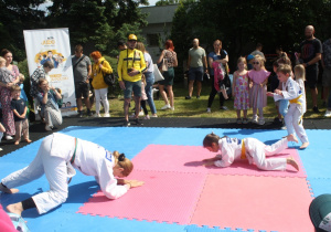 Pokazy na macie reprezentantów Klubu Sportowego Beta Judo.