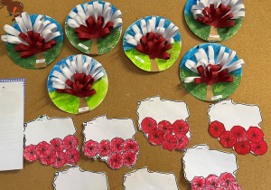 Patriotyczna mapa Polski i drzewo biało - czerwone.