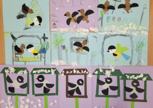 Prace plastyczne - Ptaki w karmnikach.