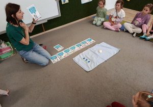 Pani prezentuje historyjkę obrazkową.