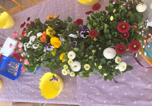 Na stoliku materiały do warsztatów ogrodniczych.