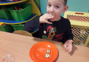 Chłopiec zajada pierniczka